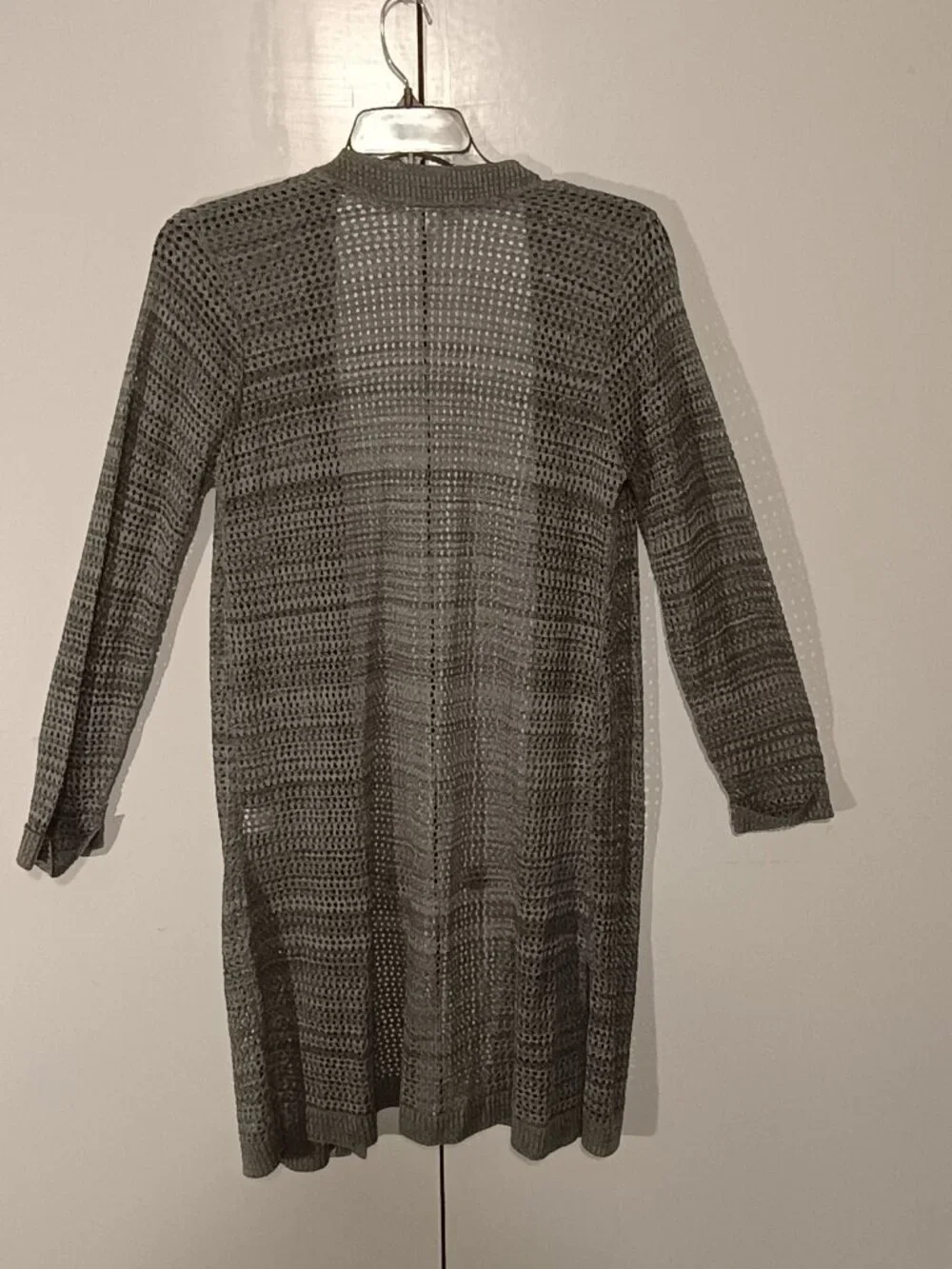 Maurices Gray Open Knit Long Cardigan Women’s Size M